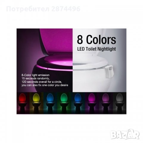 1668  LED осветление за тоалетна със сензор за движение, снимка 3 - Други стоки за дома - 34658232