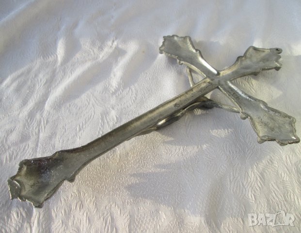 Кръстове различни: 32 см. голям кръст разпятие Исус орнаменти метал икона религия пано, троица , снимка 5 - Антикварни и старинни предмети - 28872644