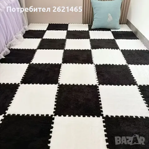 Велурен мек килим - пъзел , комплект от 12 части, за под на детска стая, 30х30 см, снимка 11 - Килими - 49169951