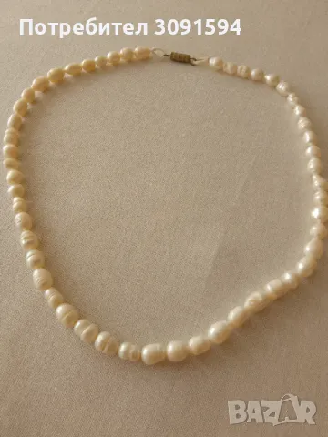 Бяла естествена сладководна перлена огърлица 