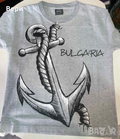 Нова детска сива тениска с трансферен печат Котва, Морска, България, снимка 3 - Детски тениски и потници - 28462491