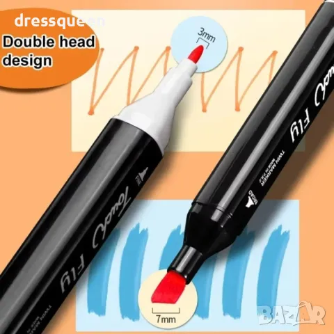 4339 Комплект от 80 многоцветни маркера с два края и удобна чанта за носене, снимка 4 - Други - 48882651