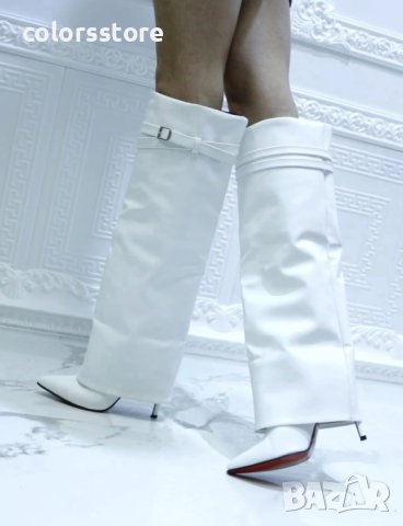 Ботуши на ток - бяла кожа - KD100