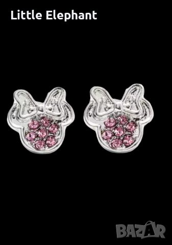 Обеци колекция Дисни серия Мини с кристали,pink/нови