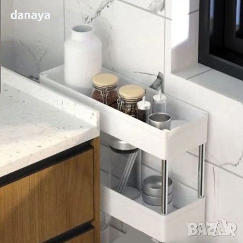 4433 Малка етажерка с колелца за спестяване на място, снимка 3 - Органайзери - 44125608