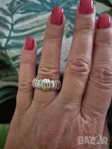 сребърен оребрен пръстен, снимка 2 - Пръстени - 47642014