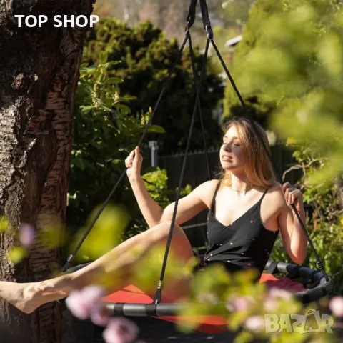Relaxdays кръгла висяща люлка за деца тип гнездо диск Ø: 120 см, за до 100 кг, снимка 12 - Фигурки - 49092997
