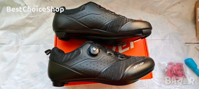 Мъжки велосипедни обувки, съвместими с SPD и Delta педали, дишащи, неплъзгащи - Сини EU 44, снимка 4 - Аксесоари за велосипеди - 53171430