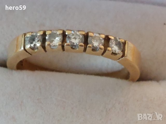 Дамски златен пръстен с пет брилянта/диамат,брилянт/, снимка 6 - Пръстени - 35500293