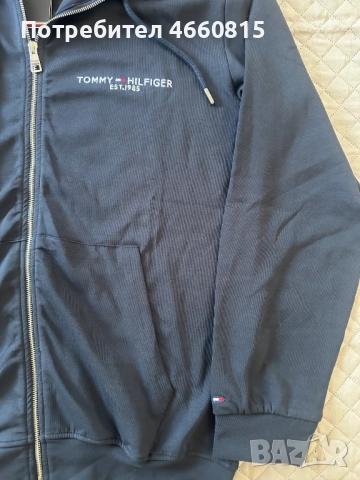 НОВ Тъмносин мъжки екип Tommy Hilfiger XXL – 100% памук НАМЕЛЕНА цена, снимка 3 - Спортни дрехи, екипи - 52921760