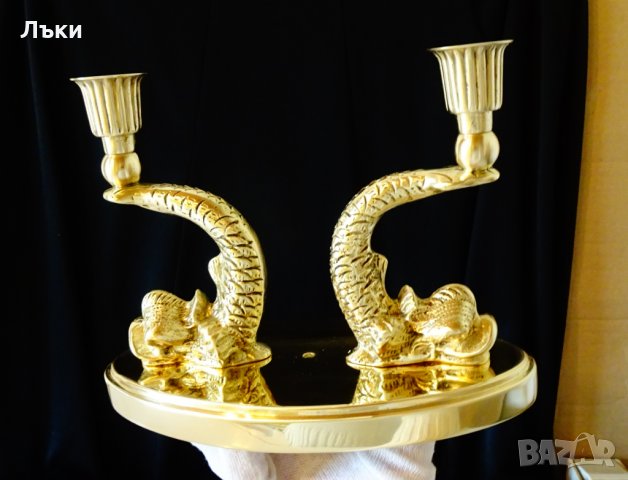 Бронзов свещник риби 2 кг.,християнство., снимка 12 - Антикварни и старинни предмети - 32473814