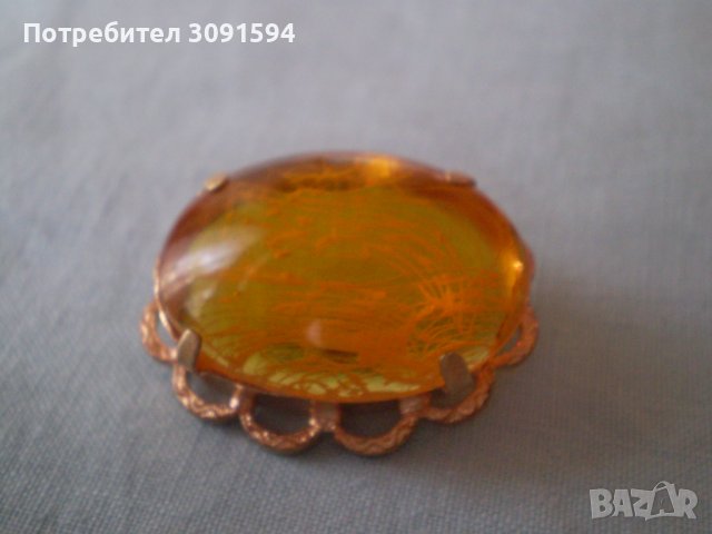 РЕТРО БРОШКА ВИНТИДЖ БИЖУ ТОПЕН  КЕХЛИБАР СССР, снимка 5 - Антикварни и старинни предмети - 36847429