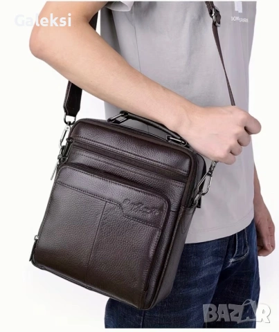 Мъжка представителна и удобна кафява бизнес чанта /Премиум естествена кожа!, снимка 5 - Чанти - 53446466