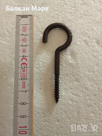 Кука с винт за дърво 30x80 мм – бронзирана, състарен ефект – 0,50 лв, снимка 2 - Железария - 51182444