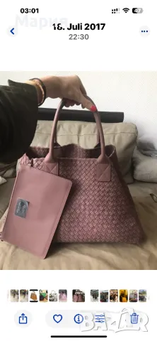 Голяма дизайнерска чанта Bottega Veneta от естествена кожа нова, снимка 6 - Чанти - 49726753