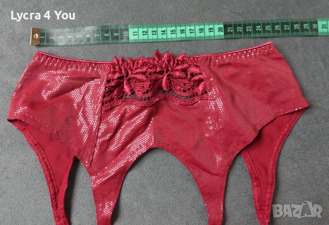 Felina XS/S колан с жартиери в бордо цвят с блясък, снимка 7 - Бельо - 43204238