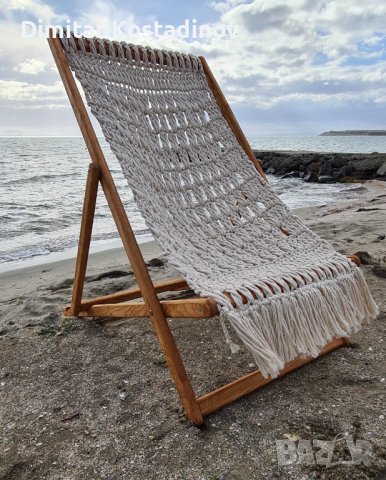 Ръчно плетени столове от макраме тип шезлонг за плаж ,бар , ресторант, снимка 6 - Градински мебели, декорация  - 39448348