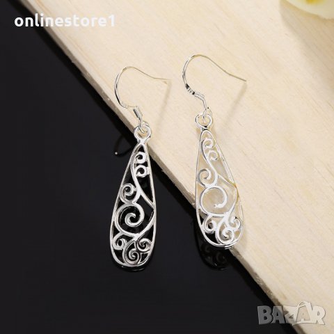 Сребърни Обеци - Фиджо 925 печат сребро BH301, снимка 3 - Обеци - 28136911