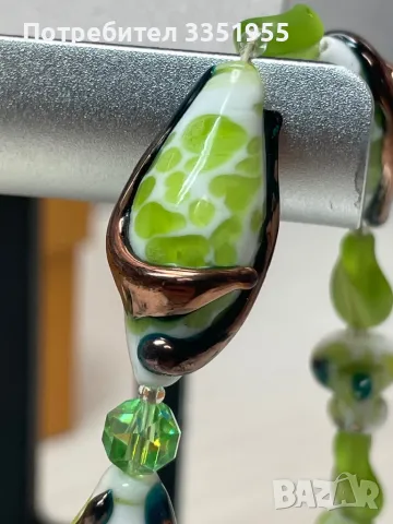 Старинна Луксозна огърлица от стъкло и сребро, снимка 4 - Колиета, медальони, синджири - 49216986