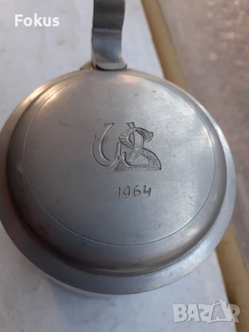 Стара немска колекционерска халба с капак керамика 1964г, снимка 3 - Антикварни и старинни предмети - 53444489