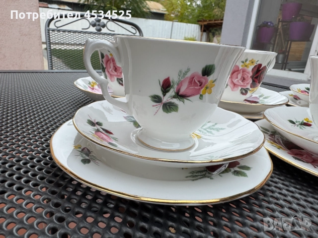 Винтидж английски порцеланов сервиз Gainsborough Bone China B47 “Roses” – 20 части, снимка 5 - Антикварни и старинни предмети - 52087117