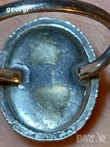 Стар английски сребърен пръстен с естествен камък , снимка 11 - Пръстени - 38107036