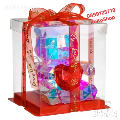 Светещо мече със сърце в луксозна кутия – романтичен подарък, снимка 2 - Декорация за дома - 53203319