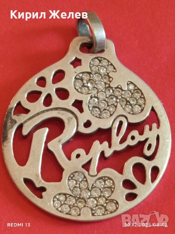 Сребърна висулка моден аксесоар от марката Replay с инкрустирани кристали 45725, снимка 9 - Колиета, медальони, синджири - 52933295