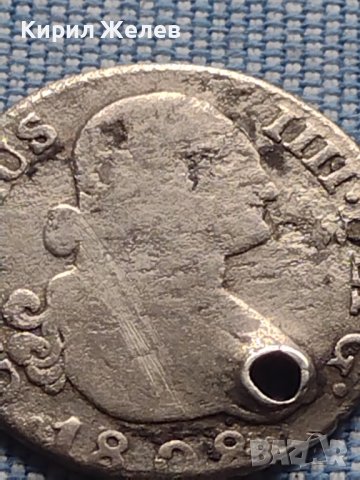 Сребърна монета 2 реала 1808г. Карлос четвърти Мадрид Испания 13629, снимка 2 - Нумизматика и бонистика - 42968431