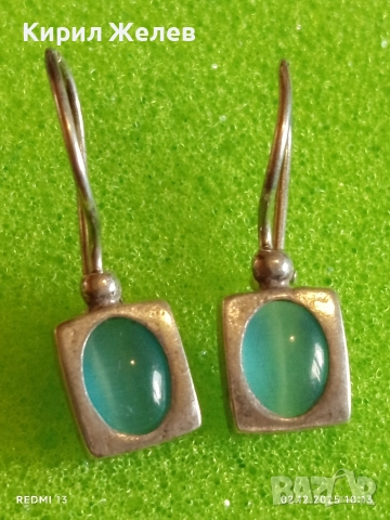 Елегантни сребърни обеци с зелен топаз финни ръчна изработка 40082, снимка 4 - Обеци - 52621953