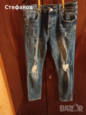 Мъжки светло сини дънки с накъсвания, снимка 11 - Дънки - 47332837