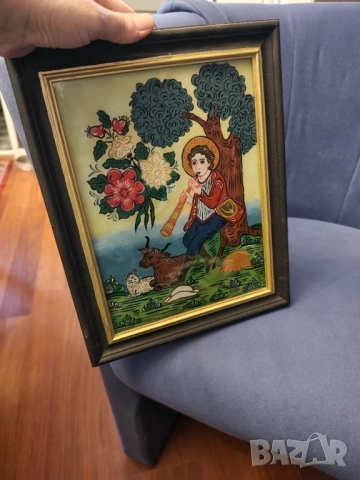 Картина найвизъм върху стъкло дървена рамка, снимка 3 - Картини - 51737874