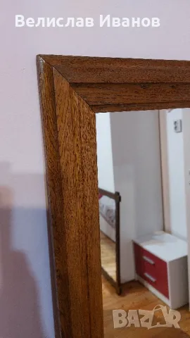 Правоъгълно винтидж огледало с масивна дървена рамка в отлично състояние., снимка 3 - Антикварни и старинни предмети - 48453642