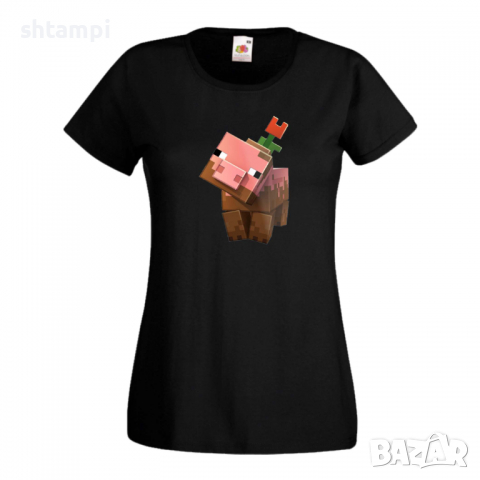 Дамска тениска Flower Pig майнкрафт Minecraft,Игра,Забавление,подарък,Изненада,Рожден Ден., снимка 3 - Тениски - 36520728