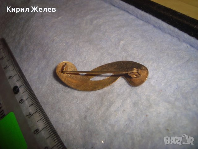 СТАРА ПОЗЛАТЕНА РЕТРО АР НУВО СТИЛНА БРОШКА от НЕРЪЖДАЕМА СТОМАНА МАЙСТОРСКА ИЗРАБОТКА 29071, снимка 2 - Антикварни и старинни предмети - 37719423