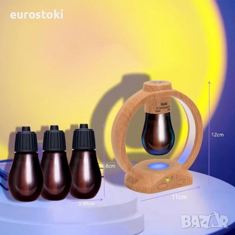 Adirigo Безжичен безводен арома дифузер за етерични масла с три режима на мъгла и четирицветни LED , снимка 3 - Овлажнители на въздух - 51359398