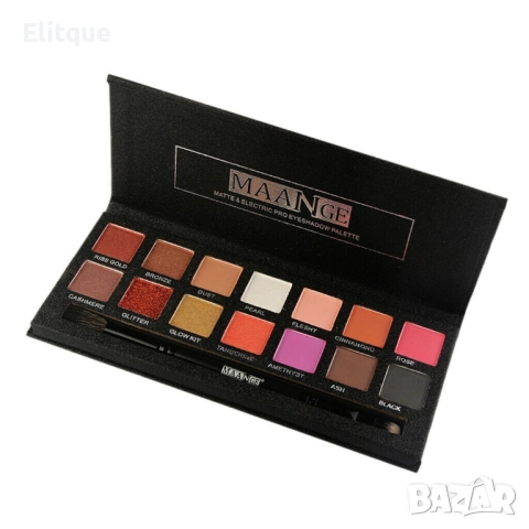 Палитра от 14 дълготрайни водоустойчиви цвята сенки за очи MAANGE HZS118, снимка 6 - Други - 52820395