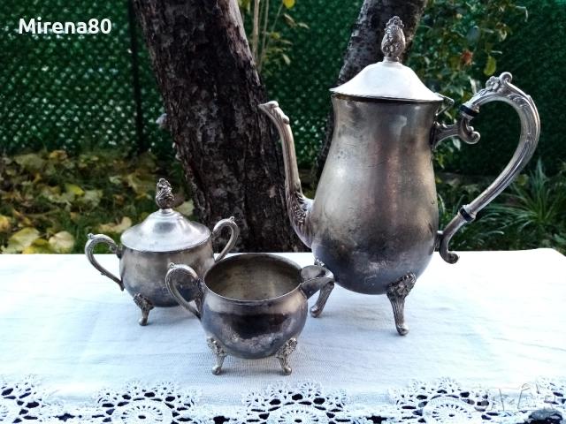 Посребрен винтидж комплект