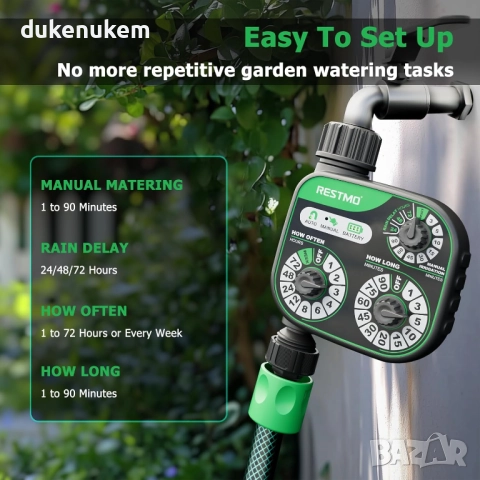 Механичен програматор за напояване, таймер, 3 въртящи копчета, автоматично поливане, снимка 4 - Други - 52711115