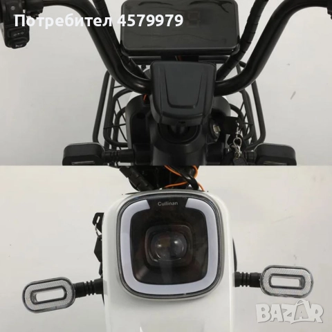 Електрически велосипед motor9 48V12AH – Максимална скорост 45 км/ч, 500W мотор, вакуумни гуми, бял/ч, снимка 5 - Велосипеди - 51652555