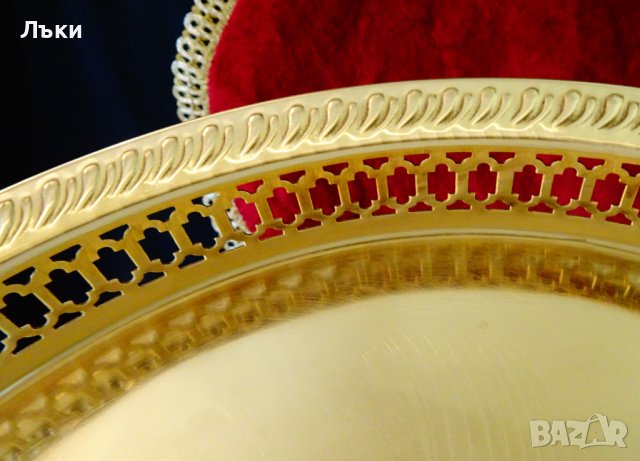 Бронзов поднос,съд за сервиране 33 см.,ажур. , снимка 3 - Антикварни и старинни предмети - 40589412