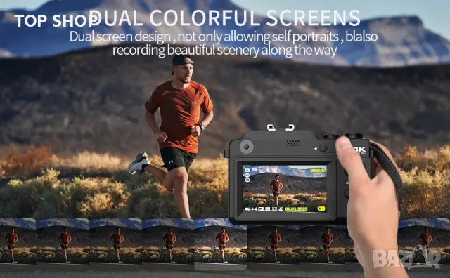 Цифрова фотокамера TEKXDD, 4K Vlog камера+ 64 GB SD карта, снимка 10 - Фотоапарати - 48521820