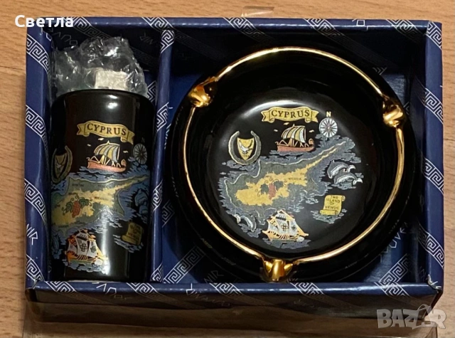 Уникални-Часоовник;пепелник;чаши;ваза;преспапие-зелен мрамор;К-т пепелник,запалка,поставк Au покрити, снимка 10 - Антикварни и старинни предмети - 47296578