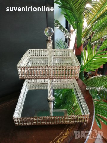 Луксозна метална стойка за сладкиши на 2 нива, снимка 4 - Декорация за дома - 38255513