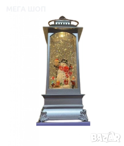 Коледна декоративна лампа със снежен човек в сребристо