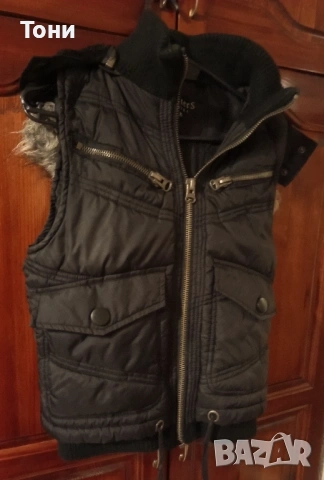 SISTER'S POINT Оригинал Нова Дамска Зимна Грейка с Качулка с Пух XS 