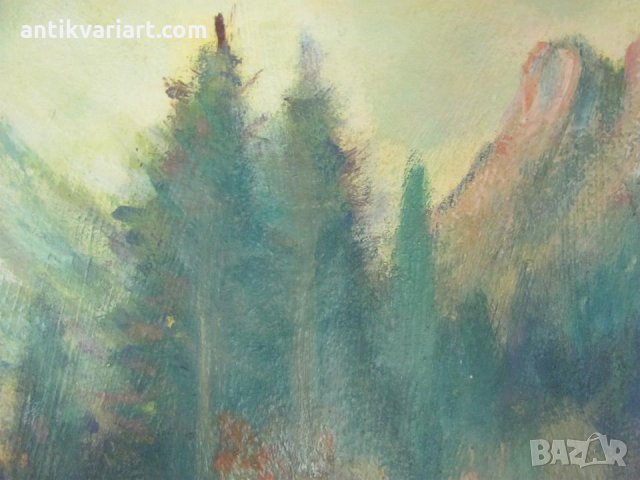 50-те Антикварна Картина масло Н.Илиев, снимка 4 - Картини - 26213253