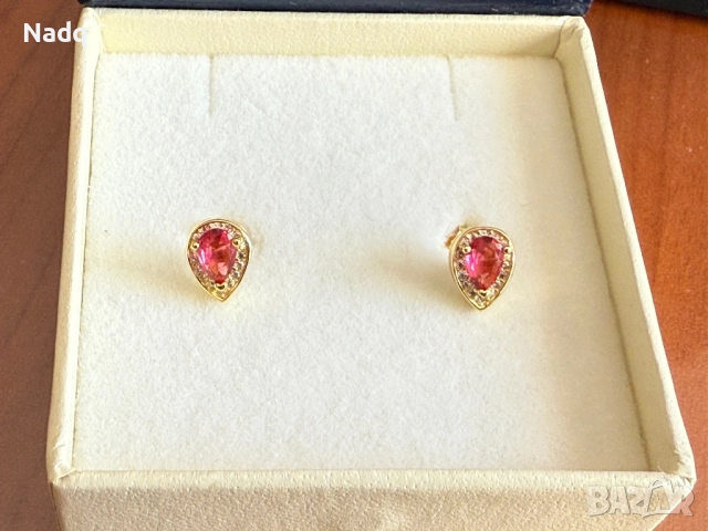 Чисто нови сребърни обеци със златно покритие, снимка 2 - Обеци - 51788257