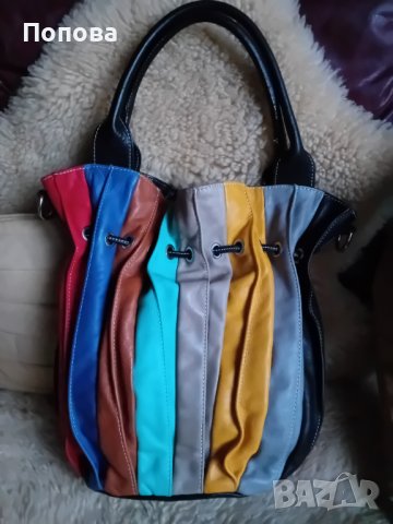 Уникална италианска цветна чанта от естествена кожа , снимка 3 - Чанти - 43928063