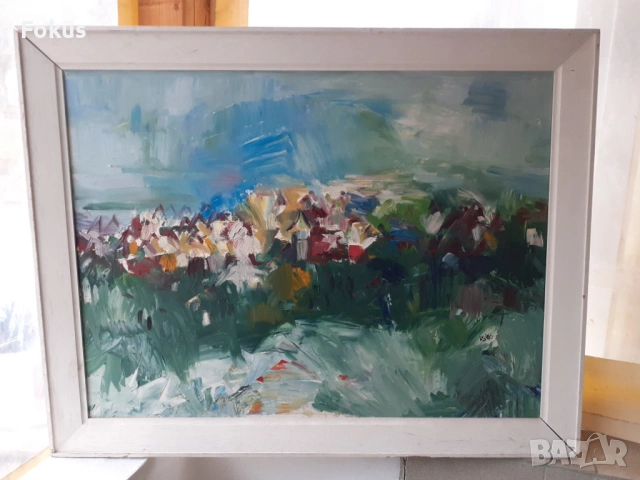 ГОЛЯМА СТАРА МАЙСТОРСКА КАРТИНА МАСЛО НА ПЛАТНО АБСТРАКЦИЯ, снимка 2 - Антикварни и старинни предмети - 53508005